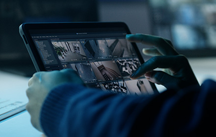 Close-up of Hands Shuffling Through Unathorized Video Recordings on Tablet