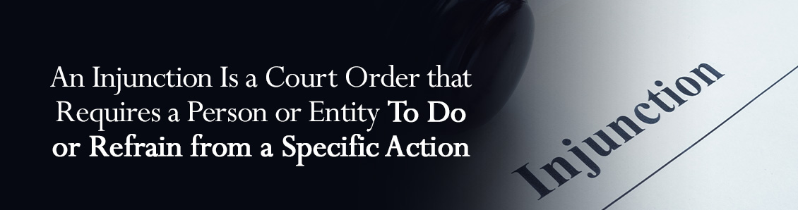 Close-Up of Court Order for an Injunction Regarding a Specific Action