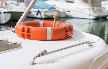 Lifesaver Buoy on the Rear of Boat To Show the Dangers of Boating Under the Influence